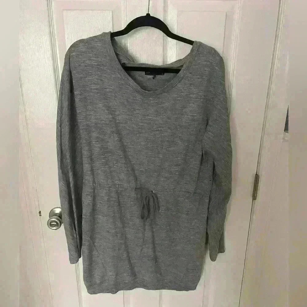 Rag & Bone Sibella Grey Knit Open Back Dress Size Large Tie Waist